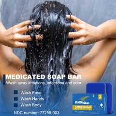 Battleskin antifungal soap-bar tea-tree-oil-ingredients highlights essential oils for gentle cleansing.