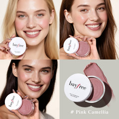 Bayfree Multi Glow Balm on lips provides hydrated, subtle color with a soft sheen.