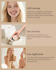 bayfree foundation balm being applied to the face with fingertips for a skin-like finish