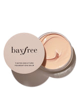 bayfree tinted moisture foundation balm packaging, perfect for on-the-go touch-ups and natural coverage
