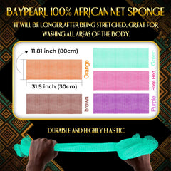 Baypearl African net sponge orange front view delivers bright lather.