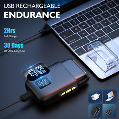 Bazivve shaver LED display shows battery life for planning shaves
