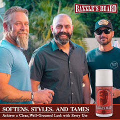 Bazzle's Beard Softener application on palm demonstrates easy massage and quick absorption
