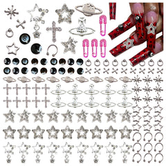 BBATT-HAPPY 134pcs nail charms package shows a sparkling mix for creative nail art.
