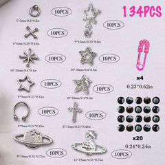 BBATT-HAPPY nail charms planets closeup reveals celestial shapes for unique nail designs.
