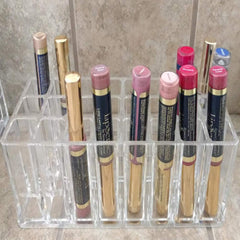 BBDOU acrylic lip gloss holder 24-slots side view saves counter space.