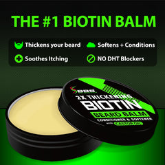 BBS Best Beard Stuff castor oil-infused balm on fingers supports healthy beard growth.