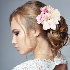 BBTO flower clip rose white closeup adds romantic charm to formal or casual styles.