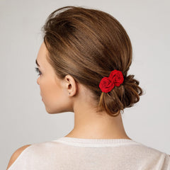 BBTO rose hair clip red medium size adds subtle floral accent to any hairstyle