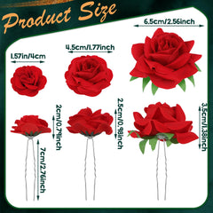 BBTO rose hair clip red small for secure, delicate hair decoration on events