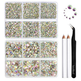Beadsland rhinestones set packaging closeup showing organized grids for easy sorting.