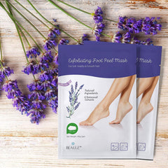 Bealuz foot peel mask lavender booties ready for exfoliation
