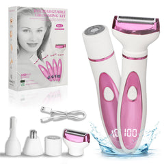 Beanify electric razor with four heads for versatile facial and body grooming.