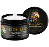 Beard Gains Lion Locs Moisturizer 8oz jar shows creamy texture for smoother dreadlocks.