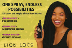 Beard Gains Lion Locs Rosewater Spray's delicate rose scent freshens locs all day.