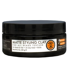 Beard Guyz Matte Styling Clay package demonstrates strong hold for beard and hair without grease.