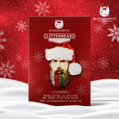 Beardaments Glitterbeard Kit close-up highlights glitter application oil in action.