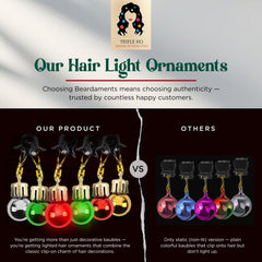 Beardaments Light Up Hair Lights on-off-switch demonstrates quick lighting control for events.