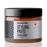 Beardbrand styling paste jar offers medium hold for natural beard and hair.