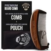 Beardilizer Premium Beard Comb horn-handle close-up for detangling