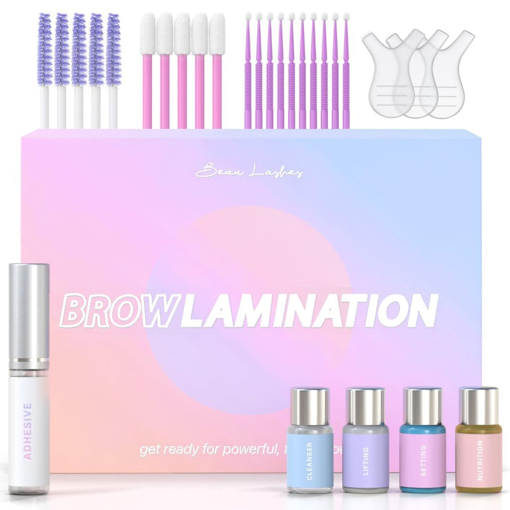 Beau Lashes Brow Lamination Kit packaging shows premium branding for at-home salon-quality results.