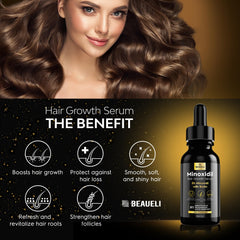 Beaueli unscented minoxidil foam demonstrates fragrance-free daily scalp treatment.