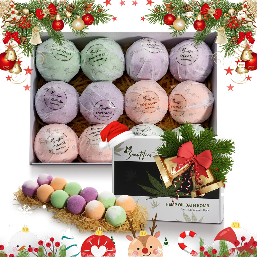 Beautifier Life hemp bath bomb gift set packaging showcases premium spa presentation