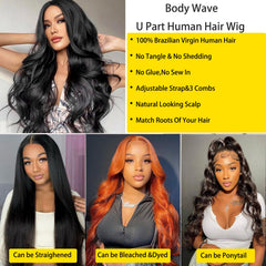Beautkol U Part wig natural black color for versatile everyday wear