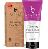 Beauty by Earth face scrub jar closeup showing gentle exfoliation for radiant skin