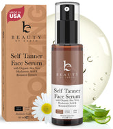 Beauty by Earth Face Tanner Serum bottle closeup showing natural glow potential