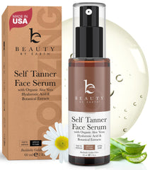 Beauty by Earth Face Tanner Serum bottle close-up for a natural glow