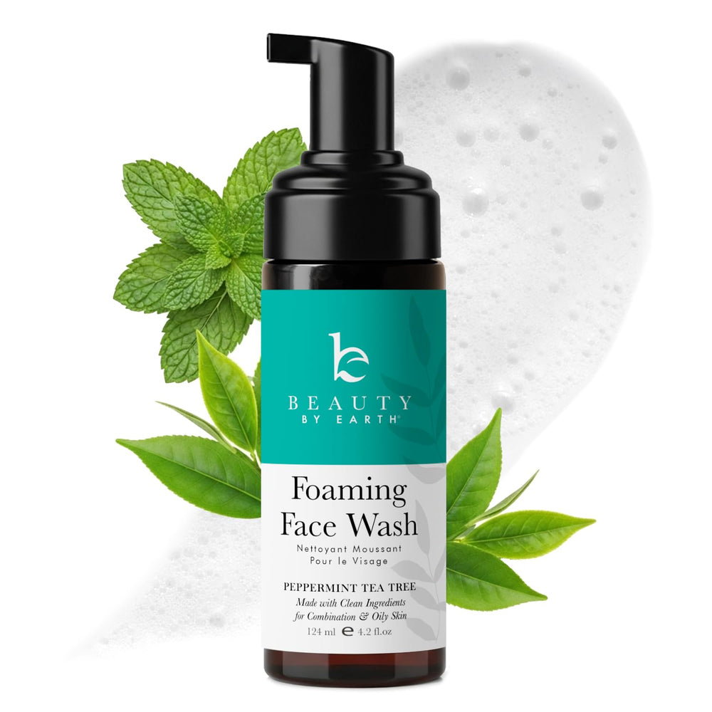 Beauty by Earth foaming face wash pump bottle for a refreshing daily cleanse.