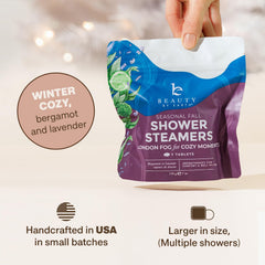 Beauty by Earth lavender steamers dissolving in a shower for long-lasting scent.