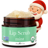 Beauty by Earth lip scrub mint tube demonstrates gentle exfoliation for smooth, hydrated lips.