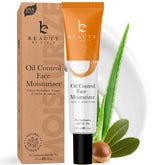 Beauty by Earth oil-control moisturizer packaging, travel-friendly container for on-the-go hydration.