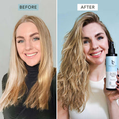 Beauty by Earth Sea Salt Spray being applied for a tousled, beachy look.
