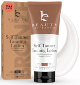 Beauty by Earth Self Tanner bottle closeup showing natural glow-ready formula