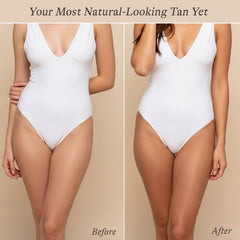 Beauty by Earth self-tanner mousse kit glove close-up highlighting smooth, even application.