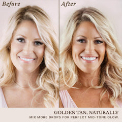 Beauty by Earth self tanning drops mixed with lotion for a customizable sunless glow.
