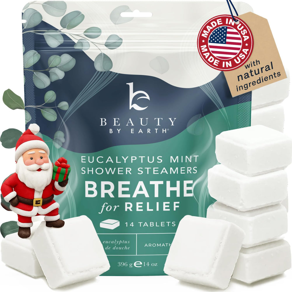 Beauty by Earth shower steamers packaging highlights USA-made natural ingredients