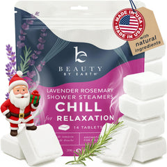 Beauty by Earth lavender shower steamers packaging ready for gifting and spa-like moments