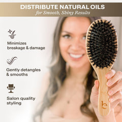 Beauty by Earth soft boar bristles glide through hair for smooth, frizz-minimizing results