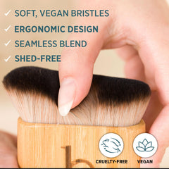 Beauty by Earth Ultra Soft Self Tanner Brush with bamboo handle for durable grip.