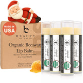 Beauty by Earth lip balm packaging emphasizes USA-made, organic ingredients for daily lip care.