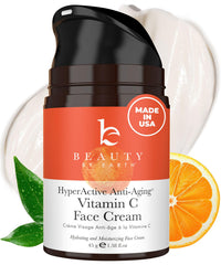 Beauty by Earth Vitamin C Face Cream jar closeup shows a premium, daily-glow moisturizer.