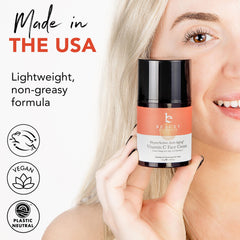 Beauty by Earth Vitamin C Face Cream texture swatch shows creamy, non-greasy finish.