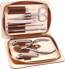Beauty Power 9-in-1 manicure set in case for portable grooming.