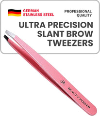 Beauty Power Ultra-Precision Slant Tweezers closeup highlighting ultra-precise grip for fine hairs