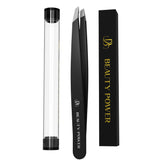 Beauty Power Ultra-Precision Slant Tweezers closeup for precise brow shaping.