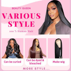 Beauty Queen 180-density bundles showcase full volume from crown to ends.
